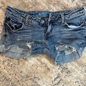 Washed Denim Distressed Shorts